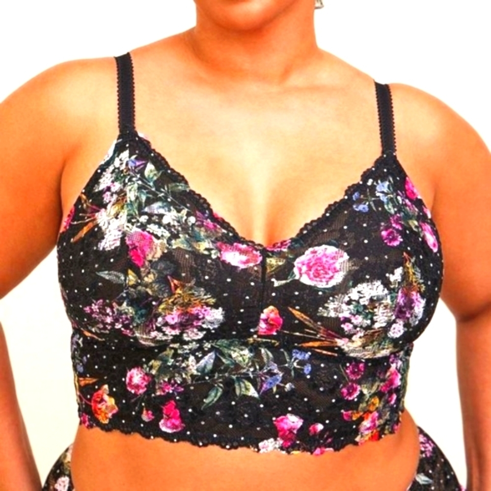 Torrid Floral Lace Bralette - Black and Pink